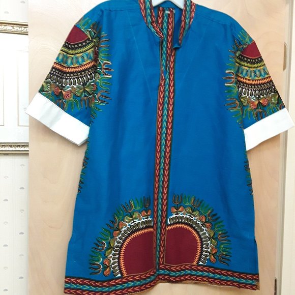 Other - Blue Yellow Dashiki Top M L